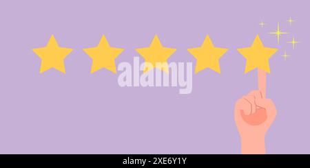 Illustration conceptuelle plate de l'évaluation de la satisfaction du client, commentaires en ligne du client illustration conceptuelle plate du client Banque D'Images