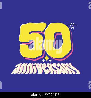 Logo 3D anniversaire de 50 ans. autocollant, étiquette, badge 50e anniversaire. Carte de voeux d'anniversaire de cinquante ans. modèle de célébration d'âge 50, affiche, bannière, Illustration de Vecteur