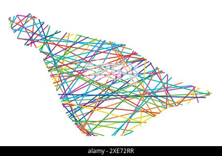 Carte abstraite de l'île Heard et des îles McDonald montrant le pays avec des lignes colorées croisées aléatoires comme une toile d'araignée Illustration de Vecteur