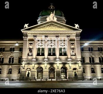 Le Palais fédéral de Suisse, bâtiment abritant l'Assemblée fédérale et le parlement suisse, Berne, Suisse Banque D'Images