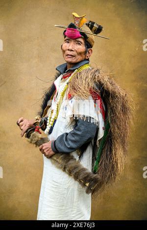 Peuple tribal Nyishi, vallée du Ziro, Arunachal Pradesh, Inde, Asie Banque D'Images