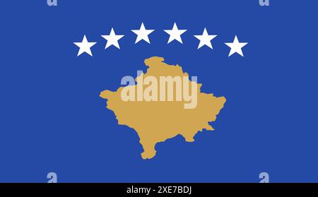 Drapeau du Kosovo. Drapeau du nouveau pays européen République du Kosovo. Illustration du symbole national de Banque D'Images