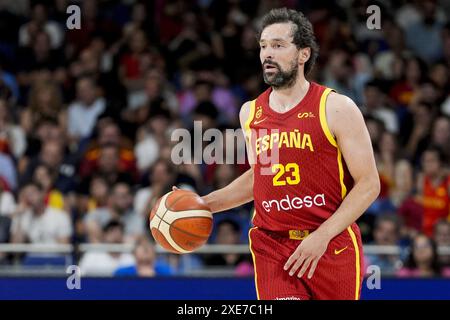 Madrid, Espagne, le 25 juin 2024,Sergio Llull d'Espagne pendant le match international amical de basket-ball entre l'Espagne et l'Italie le 25 juin 2024 au pavillon du Wizink Center à Madrid, Espagne Banque D'Images