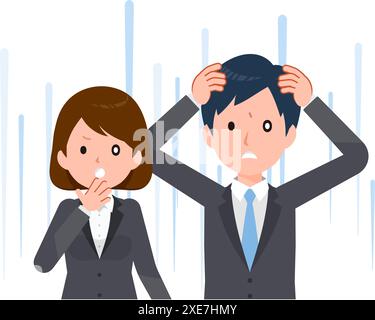 Hommes d'affaires en costumes. choqué par le problème inattendu. Illustration de Vecteur