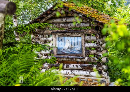 Le chemin de Croix dans le quartier de Grossarl à au est un lieu de repos qui a été construit par le maçon Schorsch (Georg Gruber) de sa propre initiative pendant de nombreuses années. Lambach, Großarl, Salzbourg, Autriche Banque D'Images