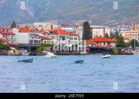 Lac Ohrid et panorama de la ville, Macédoine du Nord Banque D'Images