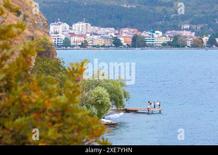 Lac Ohrid et panorama de la ville, Macédoine du Nord Banque D'Images