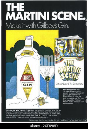 1969 Gilbey's Gin ad - scène Martini Banque D'Images