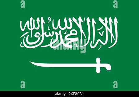 Drapeau de l'Arabie Saoudite. Drapeau saoudien sur la surface du tissu. Texture du tissu. Symbole national de Kingd Banque D'Images