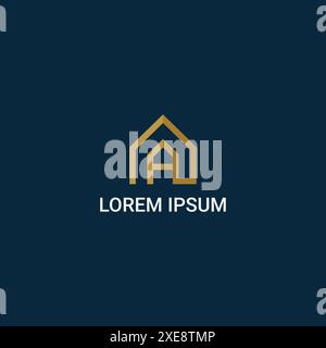 Lettre initiale a et vecteur de modèle de conception de logo de maison. Logos avec lettre A et maison Illustration de Vecteur