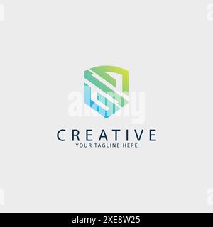 Éléments vectoriels de modèle de conception de logo de bouclier de lettre S. Illustration de Vecteur