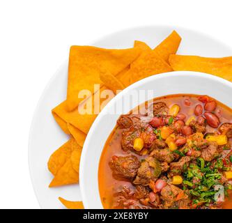 Plat mexicain Chili con carne dans l'assiette Banque D'Images