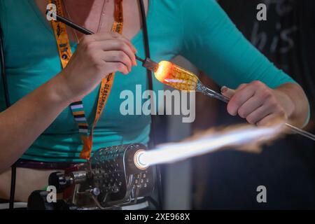 Detroit, Michigan - les artistes créent du verre et d'autres œuvres d'art au salon annuel du Michigan Glass Project. L'événement recueille des fonds pour soutenir art Educati Banque D'Images