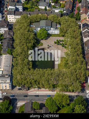 Vue aérienne, Schillerplatz, maison de retraite, Hamm, région de la Ruhr, Rhénanie du Nord-Westphalie, Allemagne, photographie aérienne, Seniorenheim, vue sur la ville, Urban, Architekt Banque D'Images