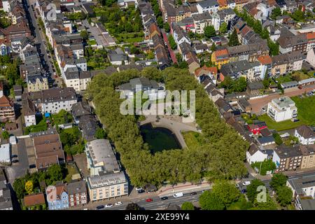 Vue aérienne, Schillerplatz, maison de retraite, Hamm, région de la Ruhr, Rhénanie du Nord-Westphalie, Allemagne, photographie aérienne, Seniorenheim, Architektur, ville, urbain, E Banque D'Images