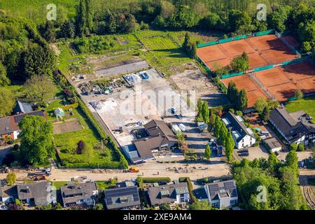 Vue aérienne, courts de tennis et site de démolition Kirchender Dorfweg, Westende, Herdecke, région de la Ruhr, Rhénanie-du-Nord-Westphalie, Allemagne, photo aérienne, Tenni Banque D'Images