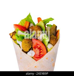 Falafels et légumes frais au pain pita Banque D'Images