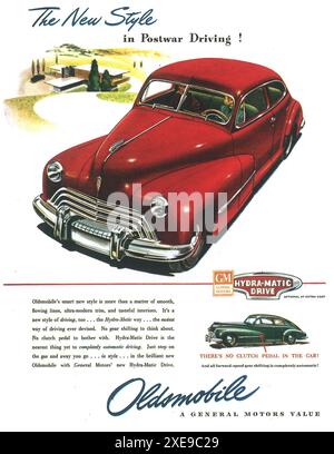 Publicité sur le coupé Oldsmobile 1946 Banque D'Images