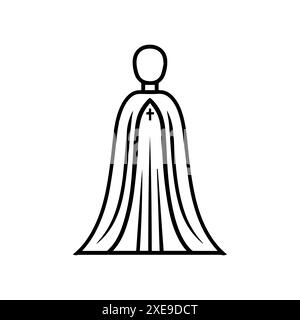 icône de cape ou symbole de ligne moderne. Dessin au trait vectoriel et conception d'icône avec contour audacieux. Noir et blanc Pixel Perfect symbole minimaliste isolé blanc b Illustration de Vecteur