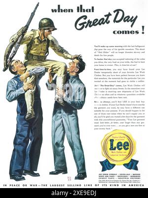 1943 WW2 Lee Work Clothes Industrial Uniforms ad Banque D'Images