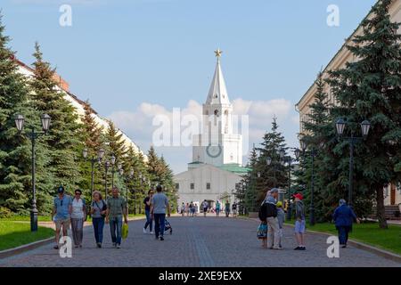 Kazan, Russie - 10 juillet 2018 : la Tour Spasskaya à l'entrée du Kremlin de Kazan. Banque D'Images