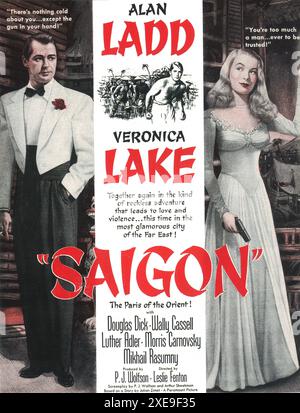 1948 Saigon affiche le film original, réalisé par Leslie Fenton avec Alan Ladd et Veronica Lake Banque D'Images