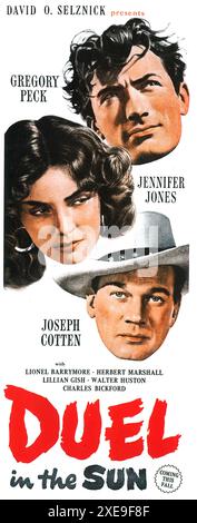 1946 Duel in the Sun affiche originale. Réalisateurs : King Vidor, William Dieterle. Avec Jennifer Jones, Joseph Cotten, Gregory Peck Banque D'Images