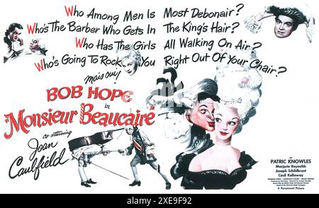 1946 Monsieur Beaucaire affiche originale, film de comédie historique réalisé par George Marshall et mettant en vedette Bob Hope, Joan Caulfield Banque D'Images