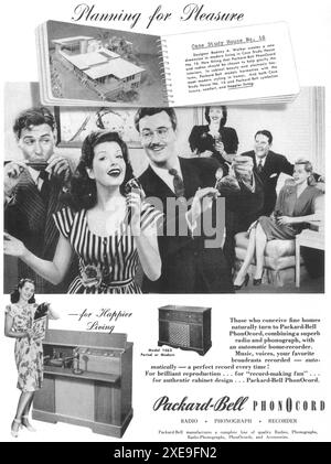 1947 Packard-Bell Phonocord annonce - étude de cas maison, vie plus heureuse Banque D'Images