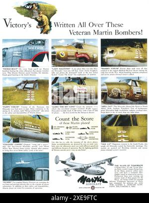 1944 WW2 Martin Aircraft ad - “Victory’s Written over This Veteran Martin Bombers!” Banque D'Images