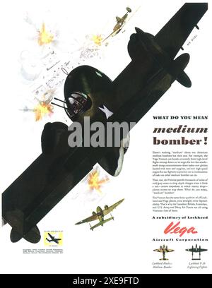 1943 WW2 Vega Aircraft Co Lockheed Medium Bomber ad Banque D'Images