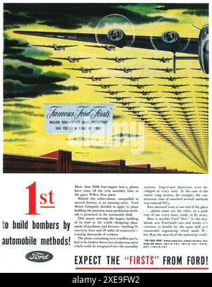 1945 WW2 Ford Engines ad - Ford 'First' - bombardiers lourds à quatre moteurs Banque D'Images