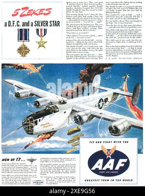 1944 WW2 Armée Air Forces ad - Air corps - Air combat Crew - Naval Aviation Training - Consolidated B-24 Liberator Bomber Banque D'Images