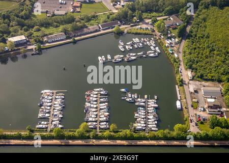 Vue aérienne, Herner Meer avec port de plaisance, amarrages, canal Rhin-Herne, Horsthausen, Herne, région de la Ruhr, Rhénanie du Nord-Westphalie, Allemagne, Banque D'Images