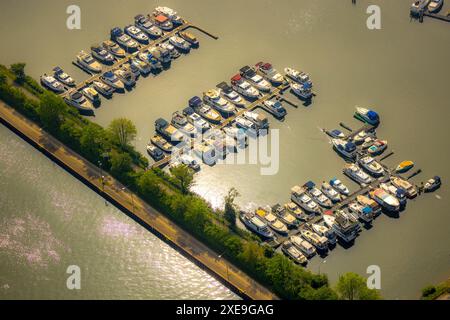 Vue aérienne, Herner Meer avec port de plaisance, amarrages, canal Rhin-Herne, Horsthausen, Herne, région de la Ruhr, Rhénanie du Nord-Westphalie, Allemagne, Banque D'Images