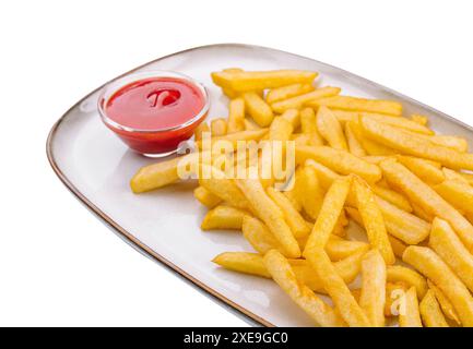 Frites croustillantes avec ketchup prêtes à manger Banque D'Images