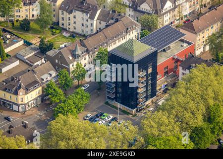 Vue aérienne, nouveau complexe résidentiel WE-House Herne avec toit solaire, bunker Mont-Cenis, projet de logements durables, Sodingen, Herne, région de la Ruhr, Nord Banque D'Images