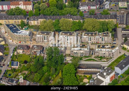 Vue aérienne, chantier de construction avec un nouveau lotissement Am Westbach, Herne-Süd, Herne, région de la Ruhr, Rhénanie-du-Nord-Westphalie, Allemagne, photo aérienne, Buildi Banque D'Images