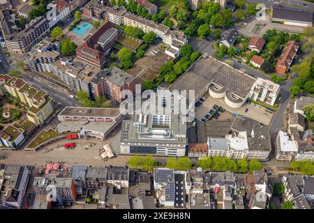 Vue aérienne, centre commercial Neue Höfe sur Bahnhofstrasse, Robert Brauner Platz, Herne-Mitte, Herne, Ruhr, Rhénanie du Nord-Westphalie, Allemagne, aérienne Banque D'Images