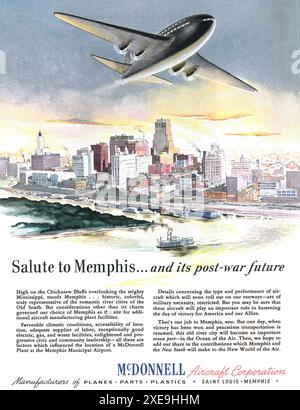 1943 usine McDonnell Aircraft Corporation à Memphis, Tennessee ad Banque D'Images