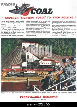 1942 Pennsylvania Railroad ad - transporter du charbon Banque D'Images