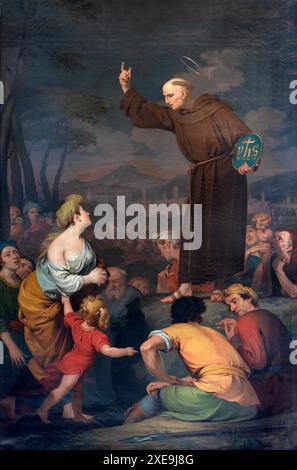 PÉROUSE, ITALIE - 16 MAI 2024 : la peinture de Pernardine dans l'église Oratorio dei Santi Andrea e Bernardino de Teodoro Matteini à partir de 18. cent. Banque D'Images