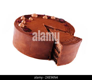 Gâteau au café au chocolat sur plaque blanche Banque D'Images