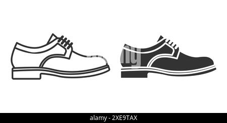 Flat Vector Linear et Silhouette Shoes Icon Set isolé. Jeu de symboles de chaussures, modèle de conception, Clipart. Illustration vectorielle Illustration de Vecteur