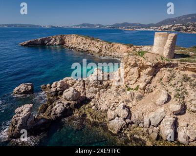 Ancienne tour de défense de l'îlot d'Illetes Banque D'Images