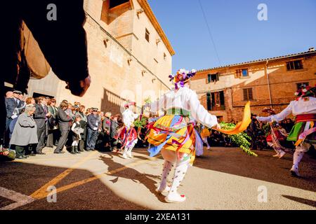 Danse traditionnelle es Cossiers. Algaida. Majorque. Îles Baléares. Espagne. Banque D'Images