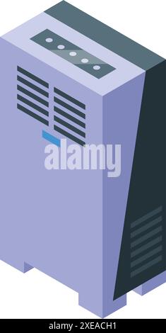 Illustration d'un purificateur d'air moderne fonctionnant, nettoyant et rafraîchissant l'air dans la pièce Illustration de Vecteur