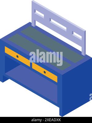 Établi bleu avec panneau d'outils pour un menuisier travaillant dans un garage Illustration de Vecteur