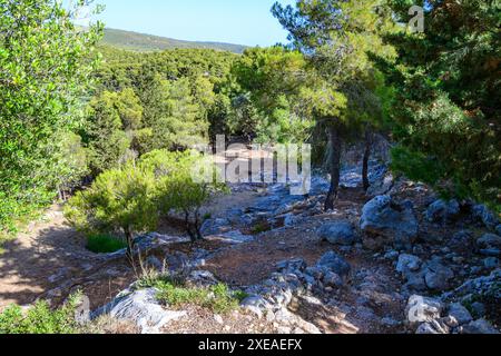 Zakynthos, Grèce - 20 juin 2024 : vue du cimetière mycénien de Kampi sur l'île de Zakynthos, en Grèce Banque D'Images