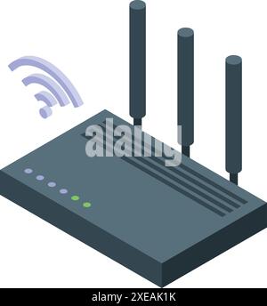 Le routeur WiFi émet un signal sans fil, fournissant un accès Internet à plusieurs appareils Illustration de Vecteur